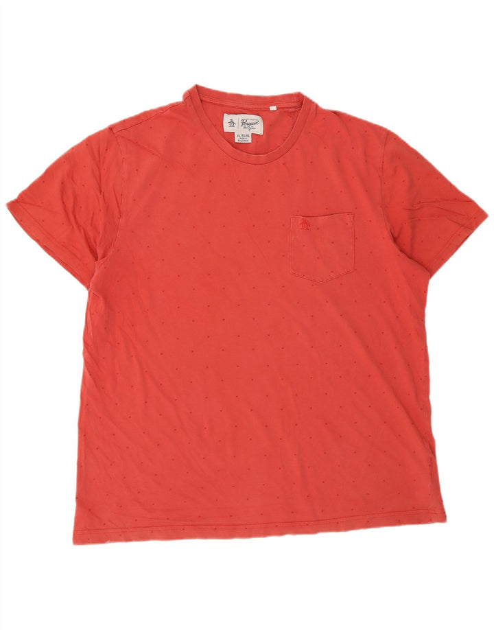 Penguin Herren T-Shirt Top XL Rot gepunktete Baumwolle