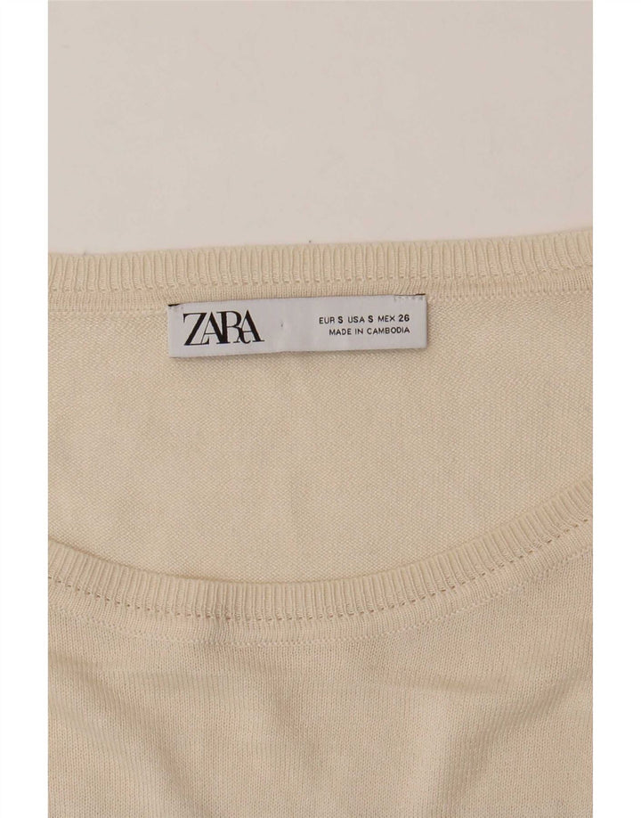 Zara Damen Bolero Top UK 10 Small Off White gestreift