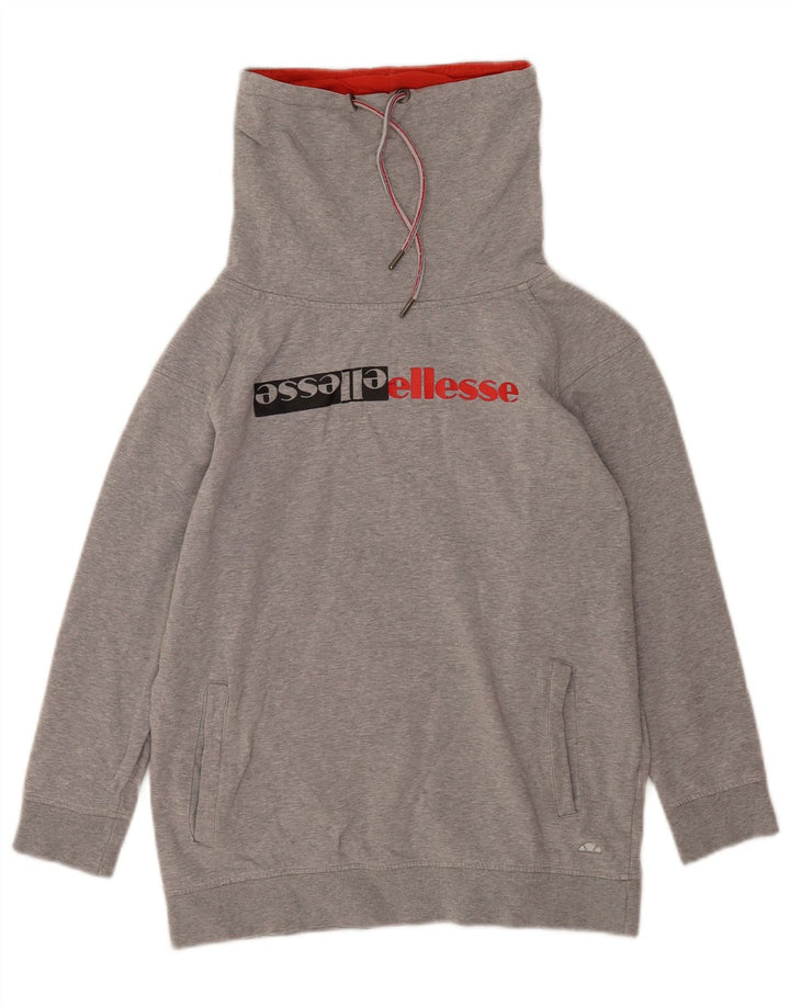 Ellesse Womens Graphic Oversized Sweatshirt Pullover UK 10 Small Grau meliert
