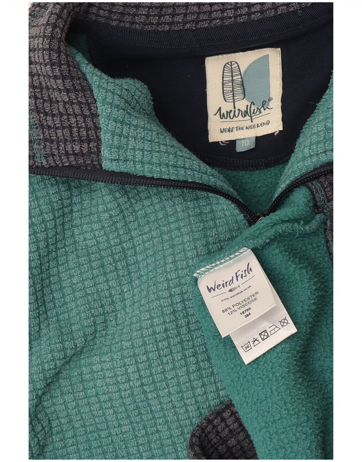 WEIRD FISH Damen-Fleecepullover mit Reißverschluss am Hals, Gr. 10, Größe S, Grün, Polyester