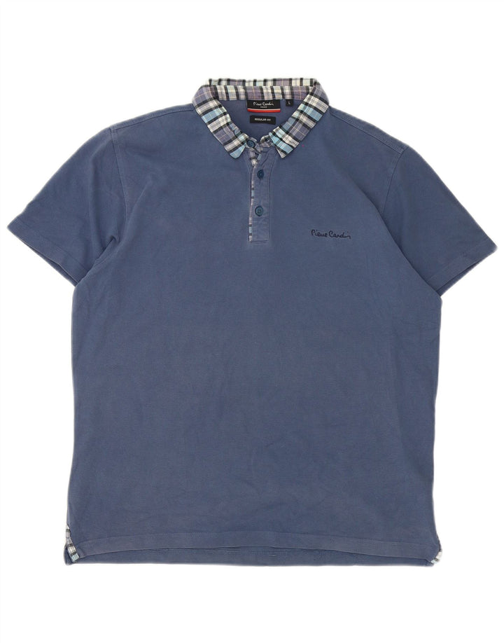 Pierre Cardin Herren-Poloshirt mit normaler Passform, groß, blau kariert, Baumwolle