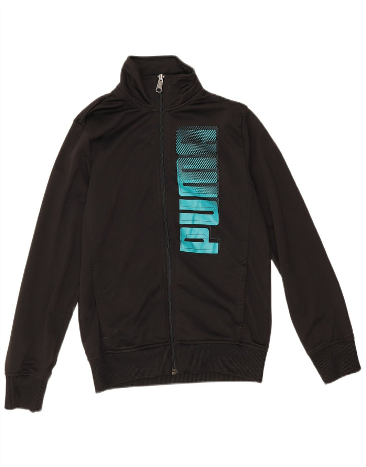 Puma Jungen Grafik-Trainingsanzug-Top-Jacke, 11–12 Jahre, schwarzes Polyester