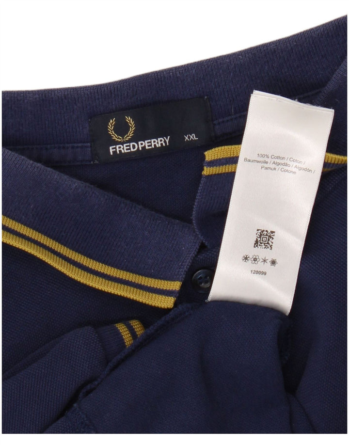 Fred Perry Herren Poloshirt 2XL Marineblau Baumwolle
