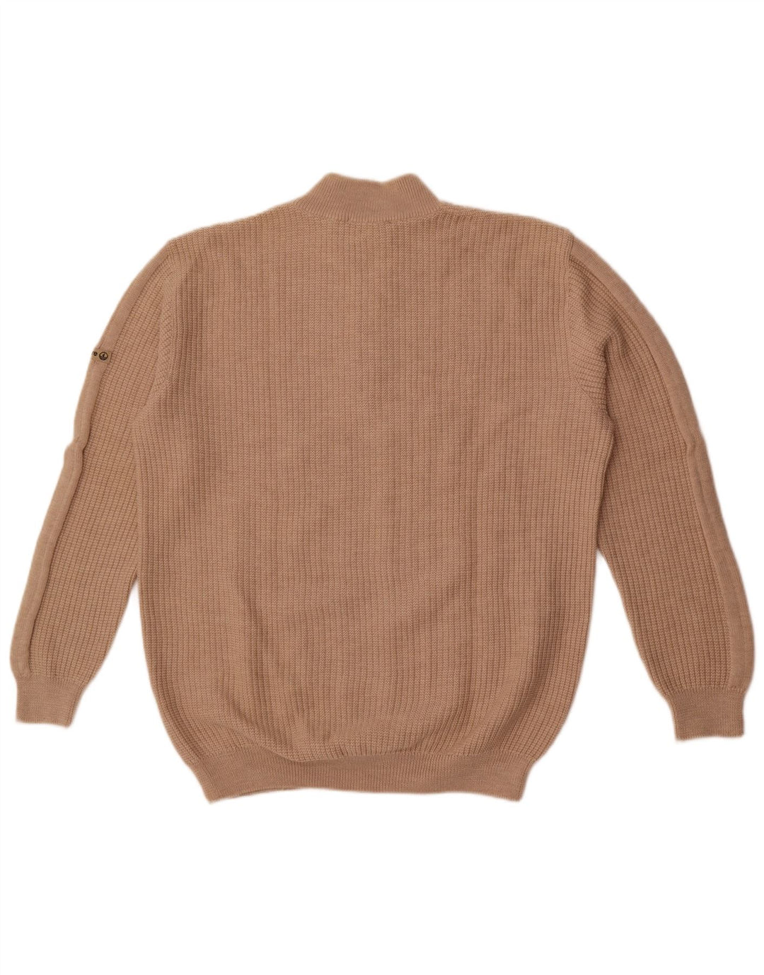 Navigare Herren-Pullover mit Reißverschluss am Hals, Größe S, beige, Merinowolle