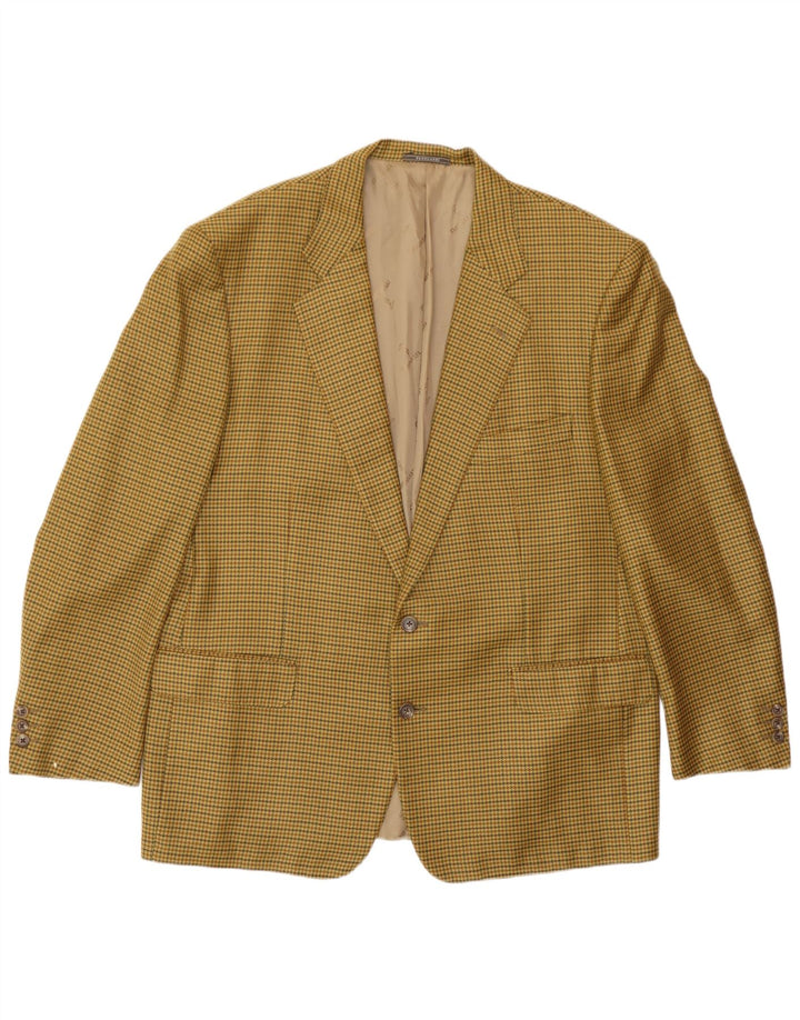 Trussardi Herren 2-Knopf-Blazerjacke IT 56 3XL Beige Hahnentrittmuster