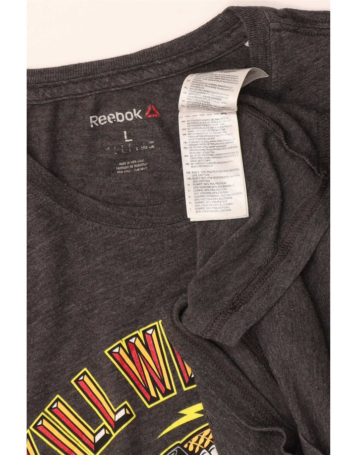 Reebok Herren Grafik-T-Shirt-Oberteil, großes graues Polyester