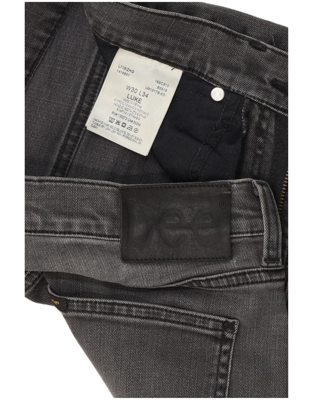 Lee Damen Luke Slim Jeans W30 L34 Graue Baumwolle