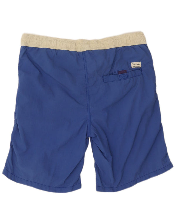 Jack & Jones Herren-Badeshorts mit Grafik, klein, blaues Colourblock-Nylon
