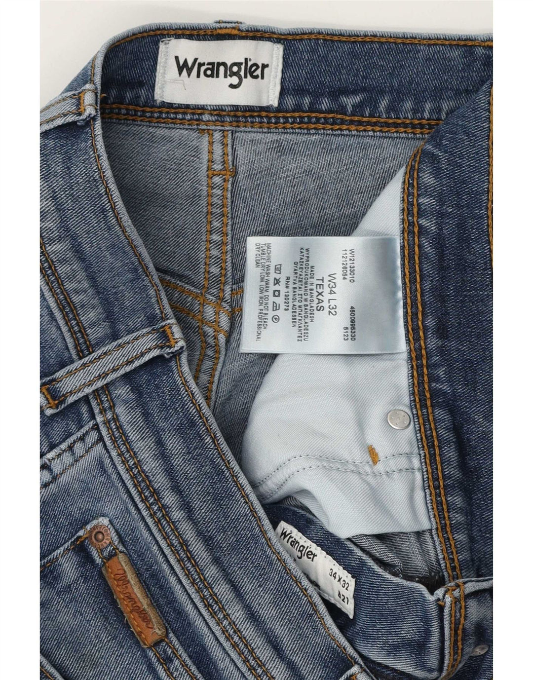 Wrangler Herren Texas Straight Jeans W34 L32 Blaue Baumwolle