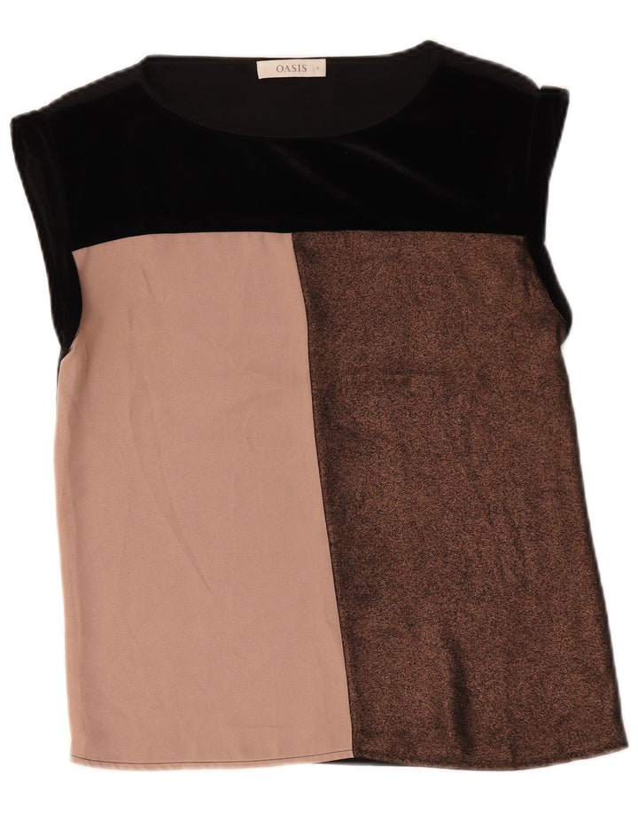 Oasis Damen-Blusenoberteil, UK-Gr. 8, S, Schwarz, Colourblock-Polyester