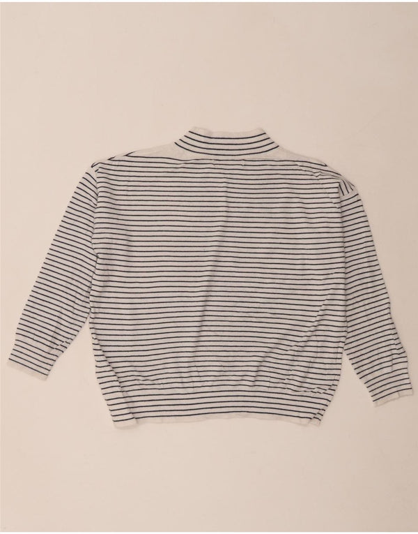 Marks & Spencer Damen-Pullover mit bauchfreiem V-Ausschnitt, Gr. 10, Größe S, weiß gestreift
