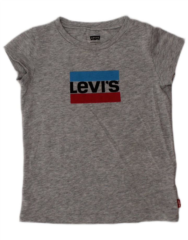 LEVI'S Mädchen-T-Shirt mit Grafik, 3–4 Jahre, graue Baumwolle