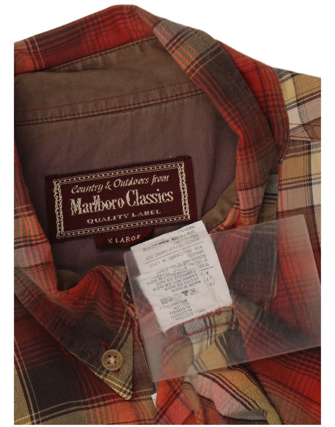 Marlboro Classics Kariertes Flanellhemd für Herren, XL, rot, kariert, Baumwolle