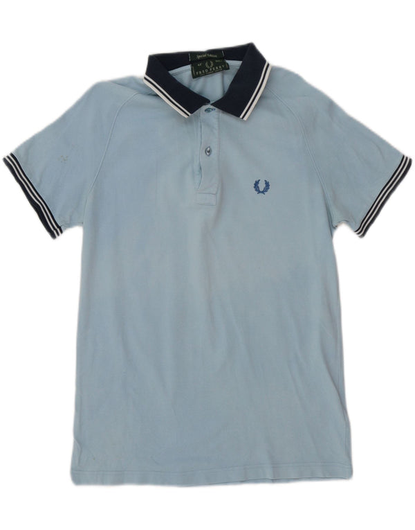 Fred Perry Mens Rugby Polo Shirt Medium Blue Striped Cotton