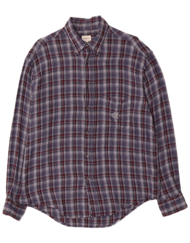 Calvin Klein Jeans Herren-Flanellhemd, groß, blau kariert