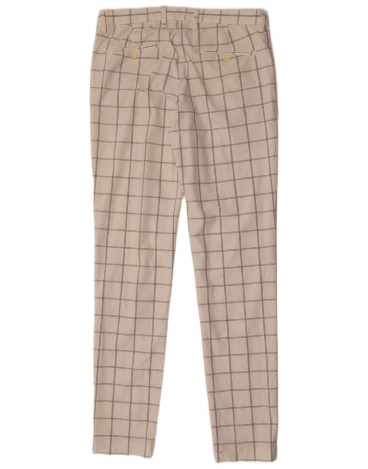 Zara Slim Chino-Hose für Herren, EU 40, M, B31, L33, weiß kariertes Polyester