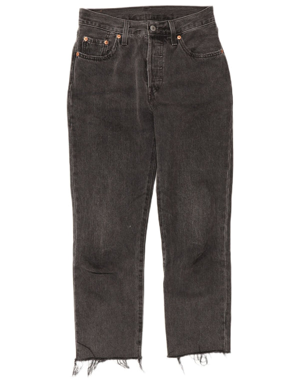 Levi's Damen 501 High Rise Straight Jeans W25 L26 Graue Baumwolle