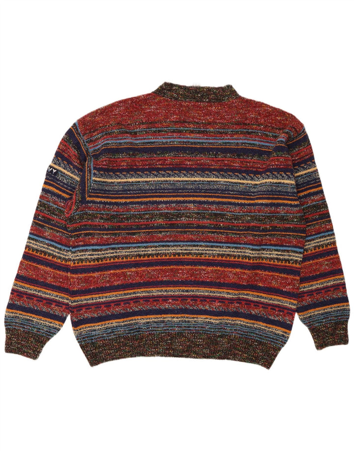 Silvy Herren Pullover mit Rundhalsausschnitt IT 56 2XL Mehrfarbig gestreifte Wolle