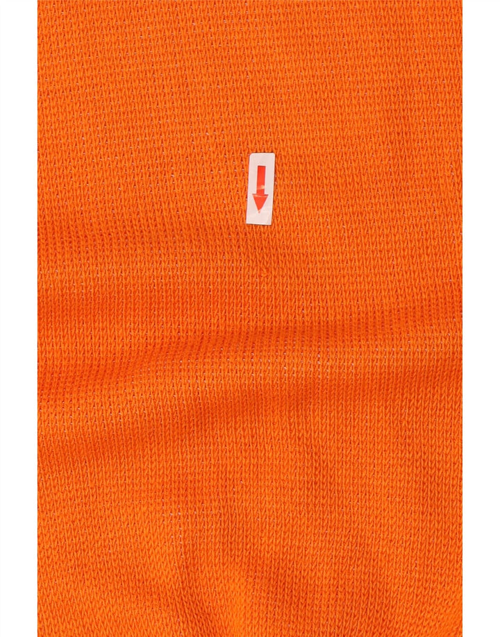 Vintage Damen Pullover mit grafischem Rundhalsausschnitt, UK 12, Mittelorange, Acryl