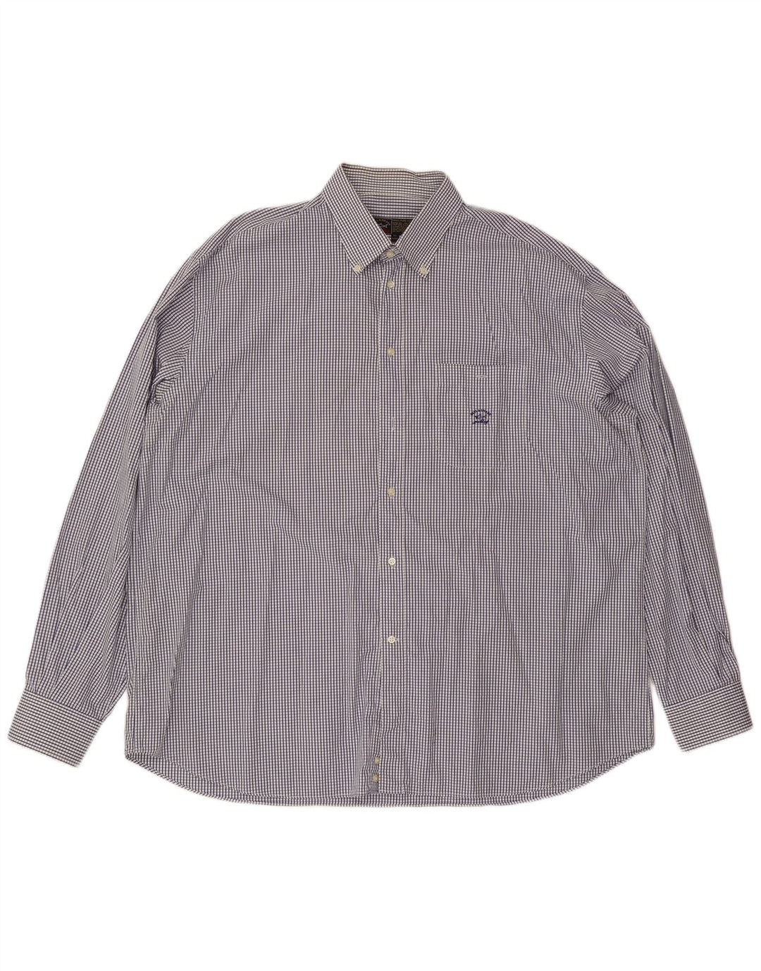 Paul & Shark Herren-Yachting-Hemd, Größe 47 18 1/2 2XL, marineblau karierte Baumwolle