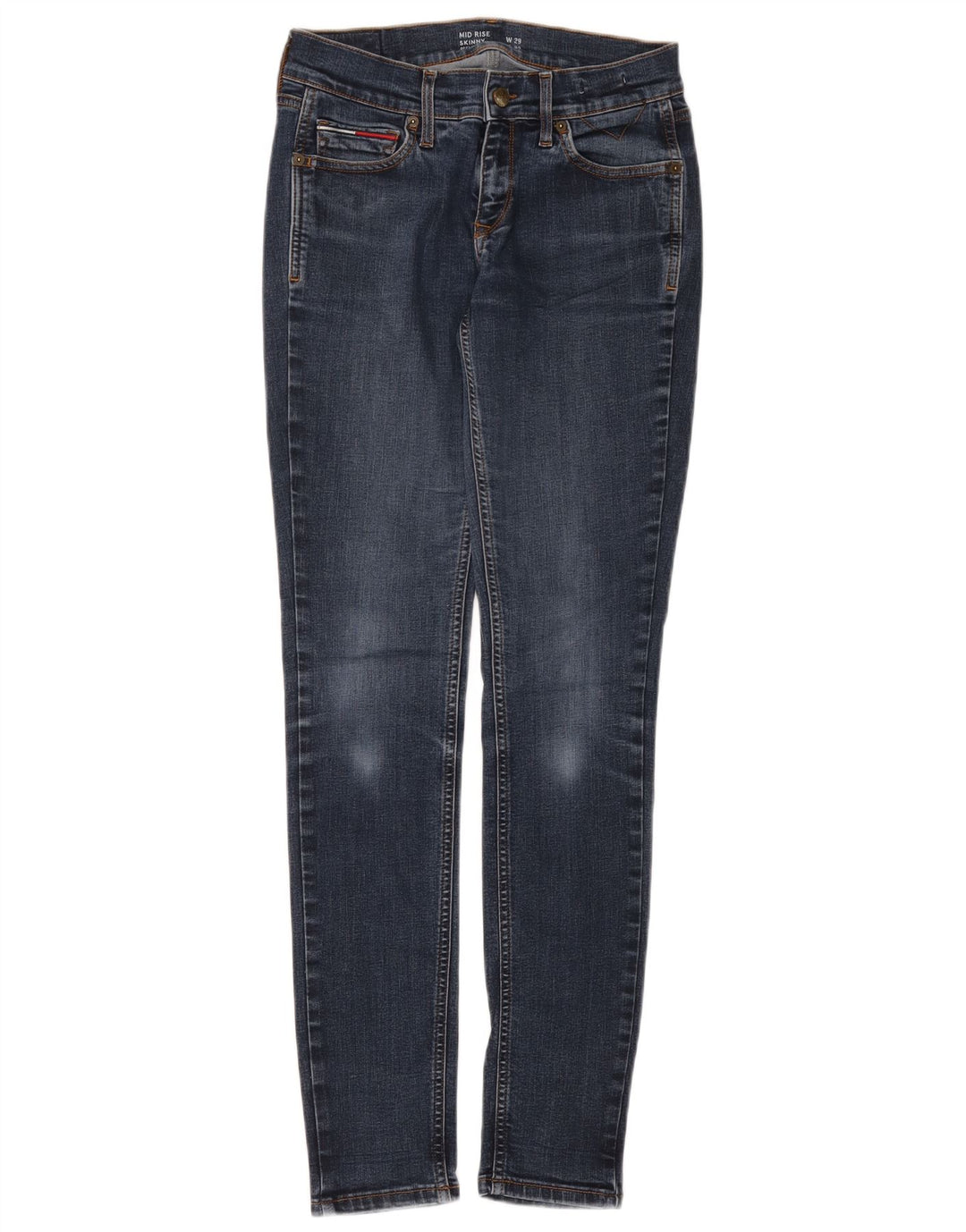 TOMMY HILFIGER Damen Mid Rise Skinny Jeans W29 L32 Blaue Baumwolle