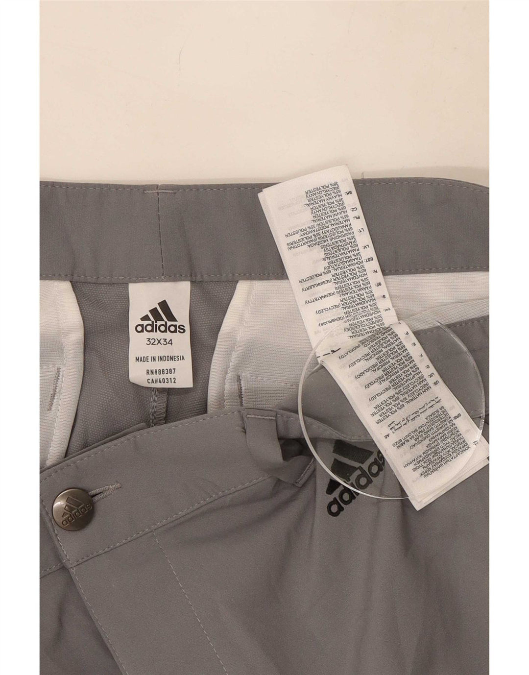 Adidas Herren Slim Chino Hose W32 L34 Grau Polyester