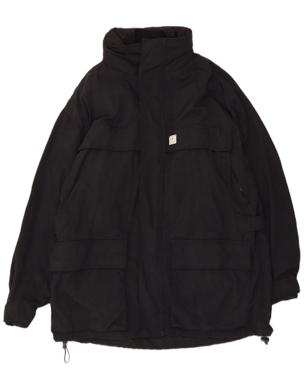 Vintage Herren Utility Jacke IT 54 2XL Schwarz Nylon