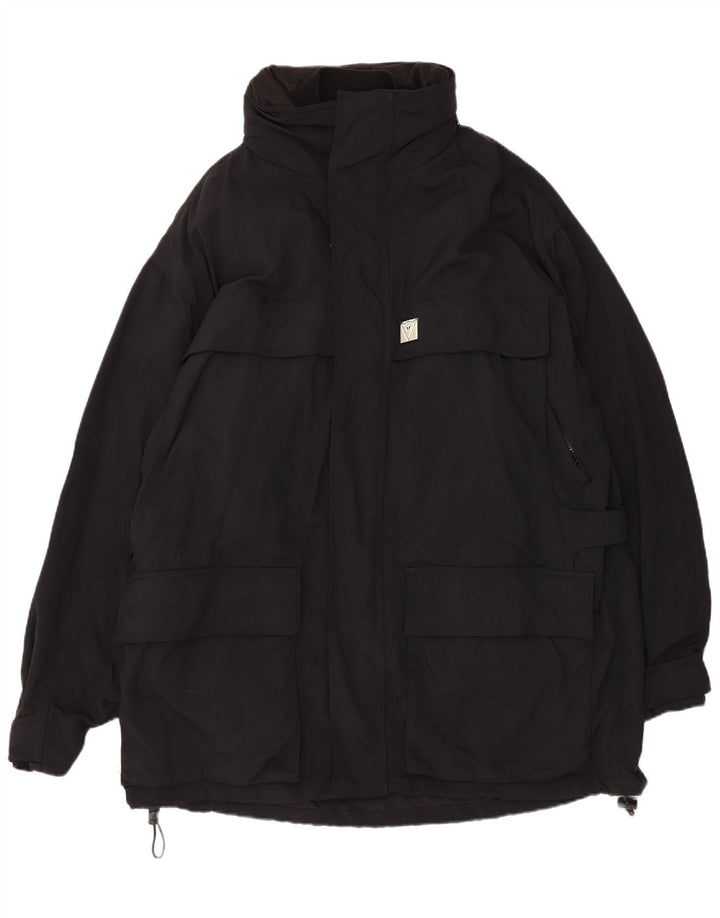 Vintage Herren Utility Jacke IT 54 2XL Schwarz Nylon