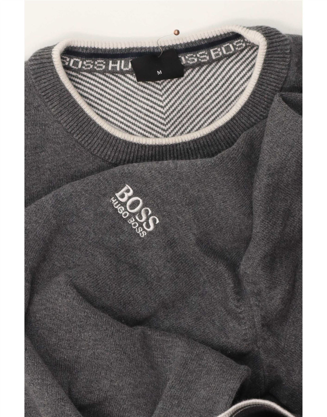 Hugo Boss Herren-Pullover mit Rundhalsausschnitt, Mittelgrau