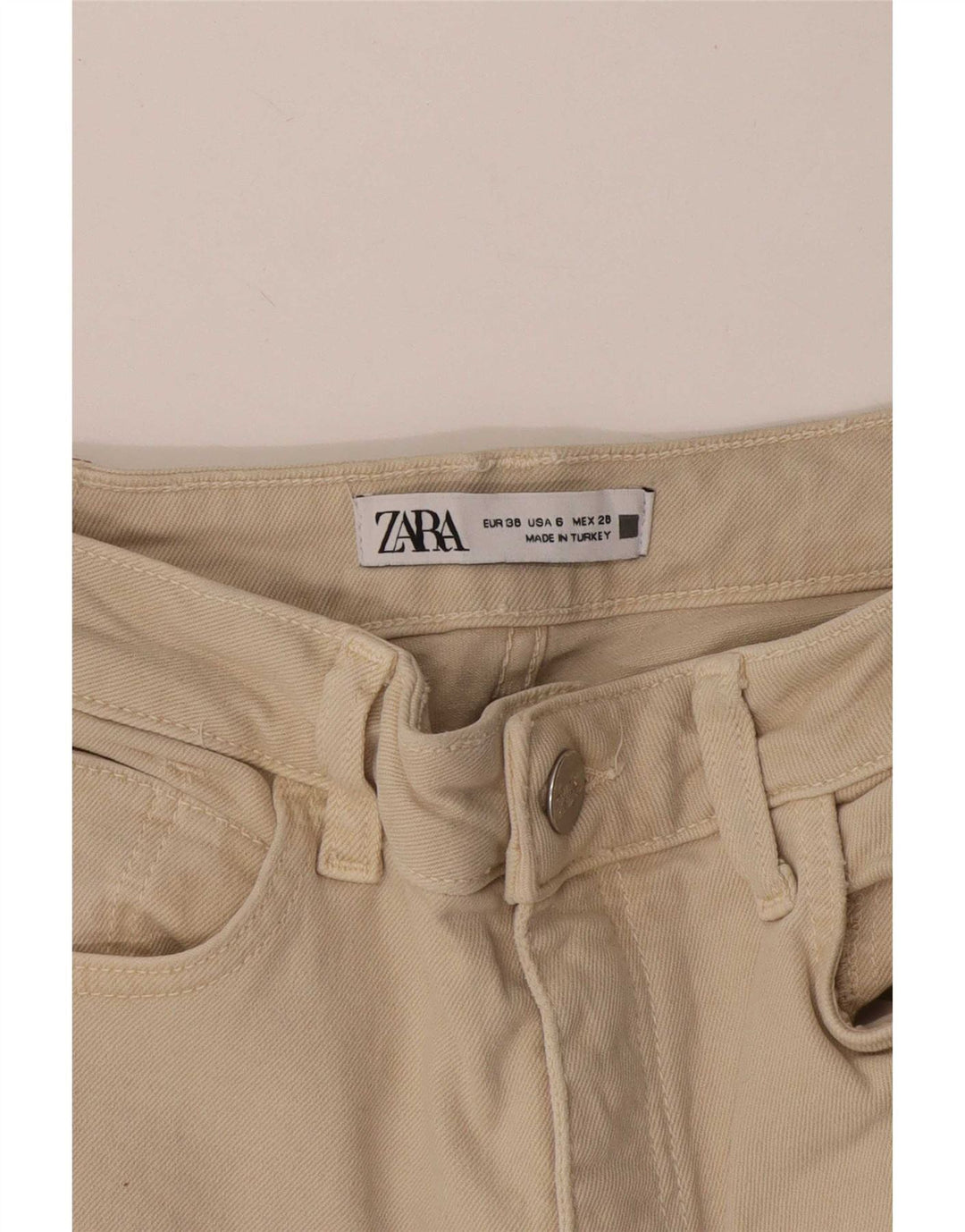 Zara Damen Straight Jeans EU 38 Small W28 L31 Beige