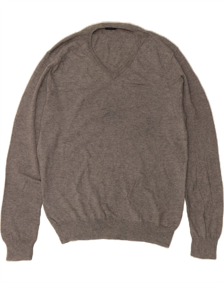 J. CREW Mens Slim Fit V-Neck Jumper Sweater Medium Grey Cotton Vintage J. Crew and Second-Hand J. Crew from Messina Hembry 