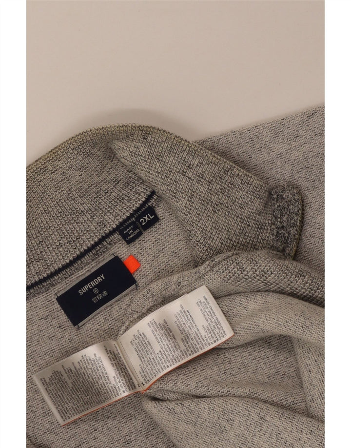 Superdry Herren-Sweatshirt mit Reißverschluss am Hals, 2XL, grau meliert, Baumwolle