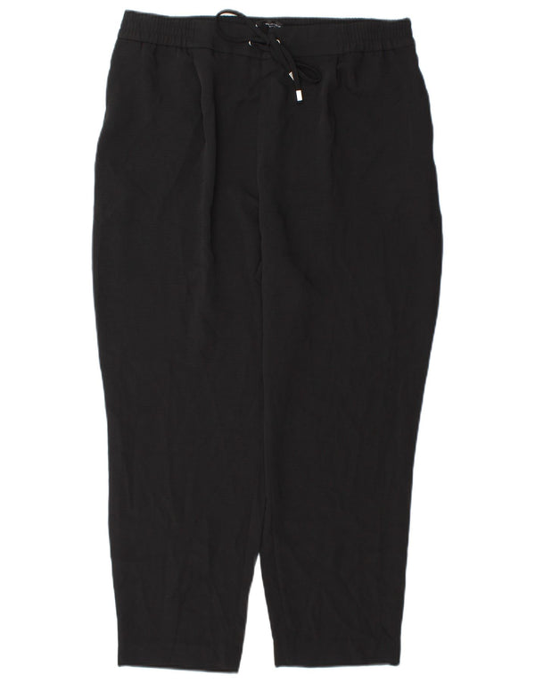 Zara Damen-Hose mit hohem Bund, kurz geschnitten, Größe L, W30, L25, Schwarz, Polyester