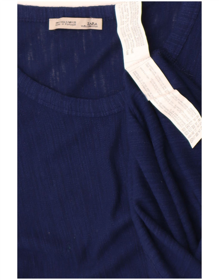 Asymmetrisches Tunika-Oberteil für Damen von Zara, UK 10, Größe S, blaue Viskose