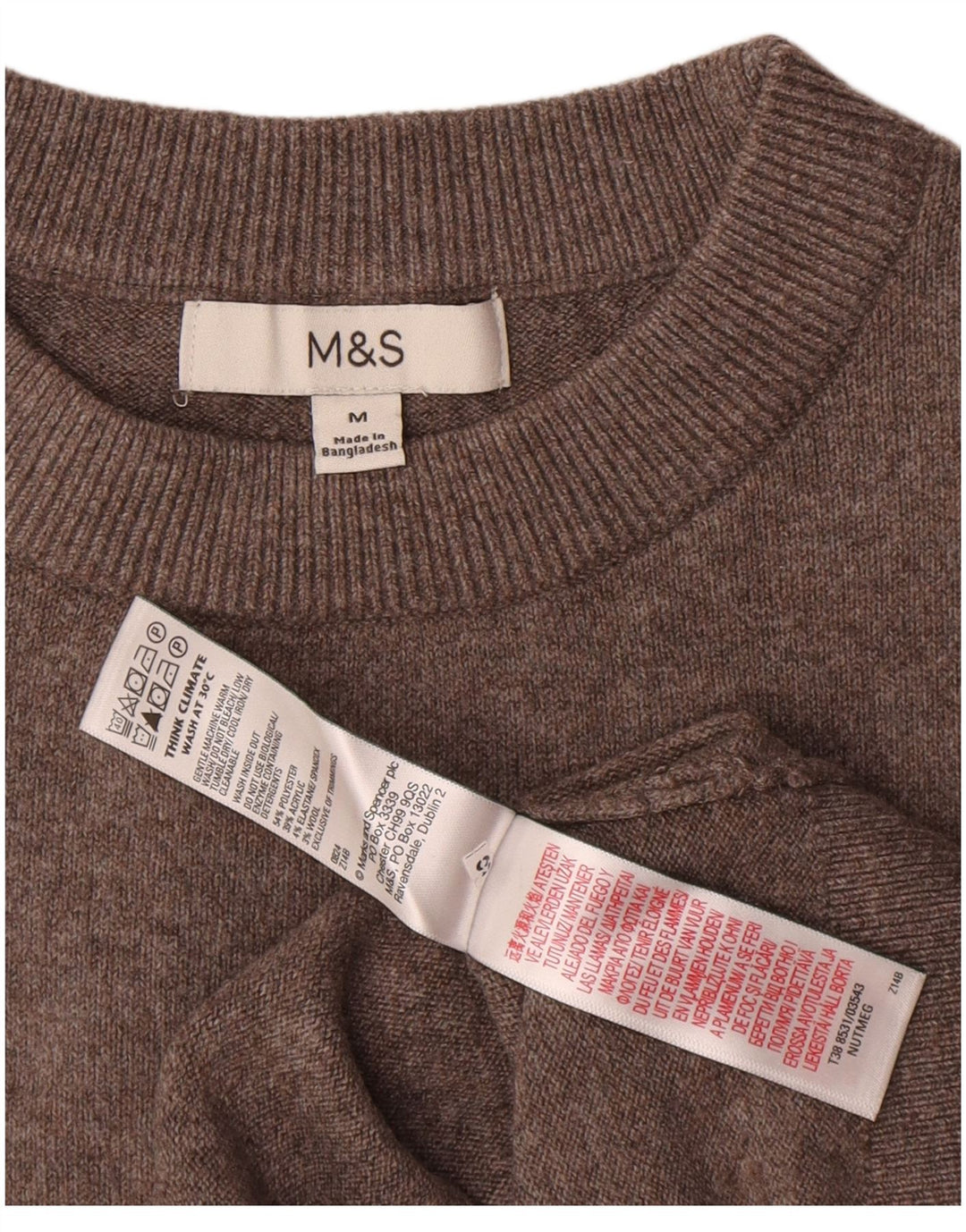 Marks & Spencer Damen-Pullover mit Rundhalsausschnitt, UK 14, Mittelgrau, Polyester