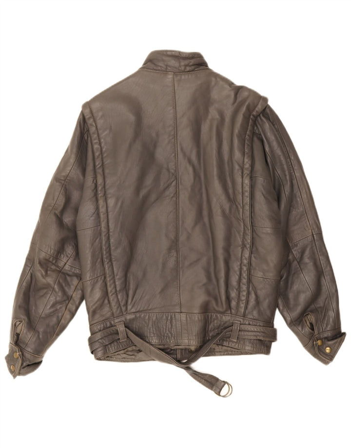 Vintage Herren Loose Fit Lederjacke IT 44 XS Graues Leder
