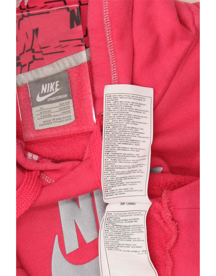 NIKE Womens Graphic Hoodie Pullover UK 16/18 XL Rosa Baumwolle