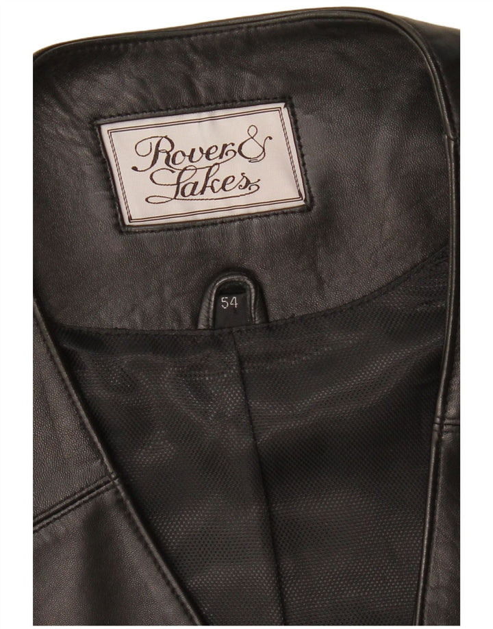 ROVER&LAKES Herren Lederweste IT 54 XL Schwarzes Leder