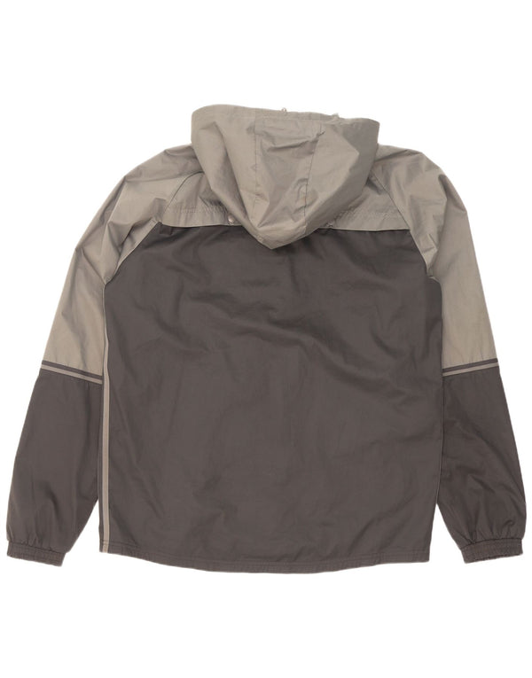Adidas Herren-Regenjacke mit Kapuze, UK 38, mittelgraues Colourblock-Polyester