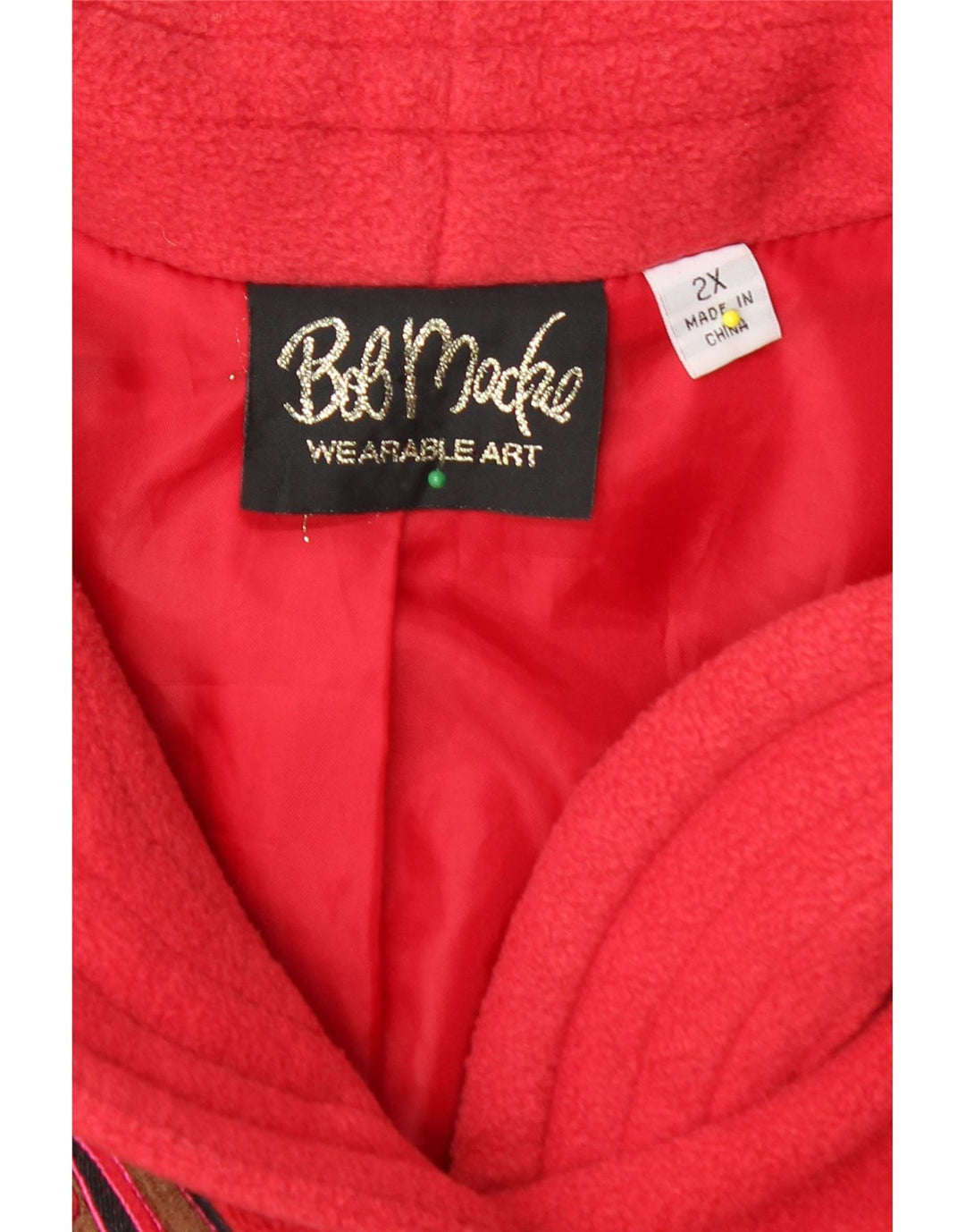 BOB MACKIE Womens Loose Fit Fleece Overcoat UK 20 2XL Red Floral Polyester