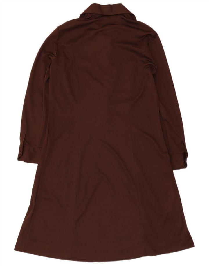 Vintage Damen A-Linie Kleid UK 14 Mittelbraun