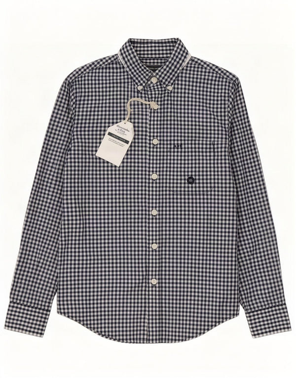 Abercrombie & Fitch Herrenhemd XS Marineblau Gingham Baumwolle