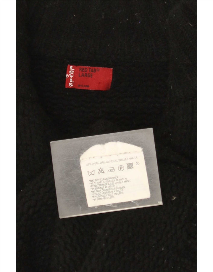 Levi's Herren-Strickjacke, groß, schwarze Wolle im Farbblock-Design