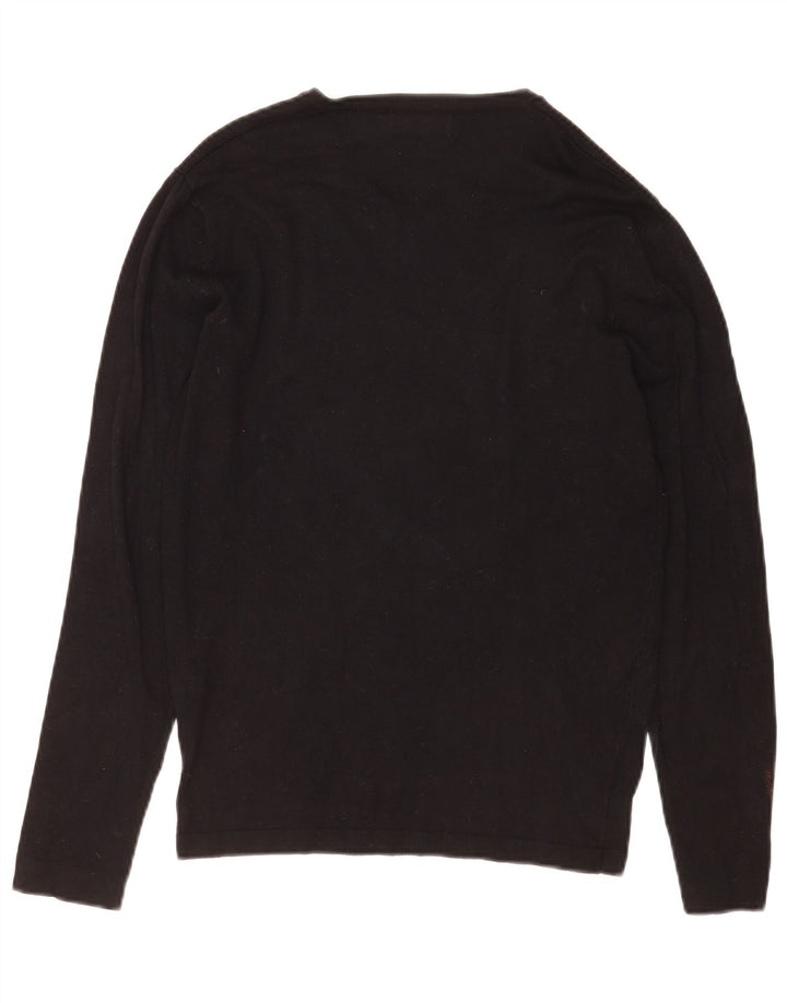Zara Herren-Pullover mit V-Ausschnitt, mittlere schwarze Viskose
