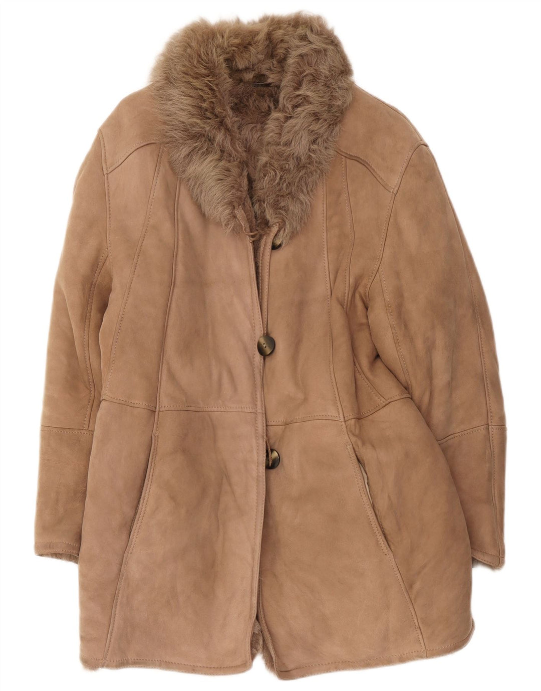 Vintage Damen Lammfellmantel IT 44 Medium Beige
