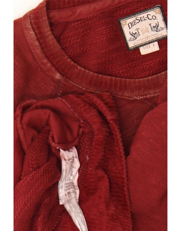 Diesel Herren-Sweatshirt-Pullover, groß, Burgunderrot, Baumwolle