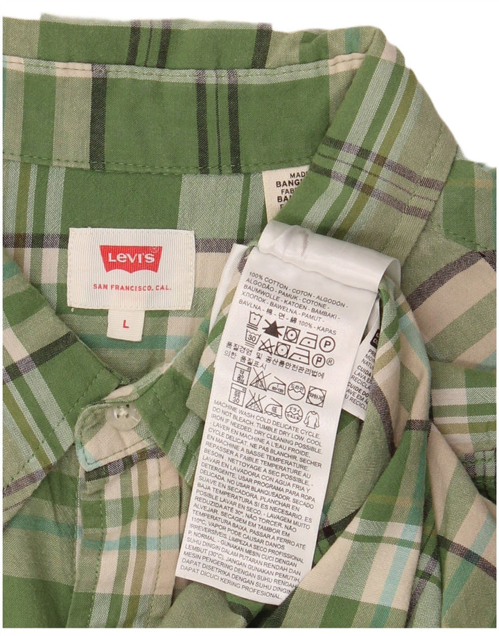 LEVI'S Herren-Kurzarmhemd, groß, grün kariert, Baumwolle