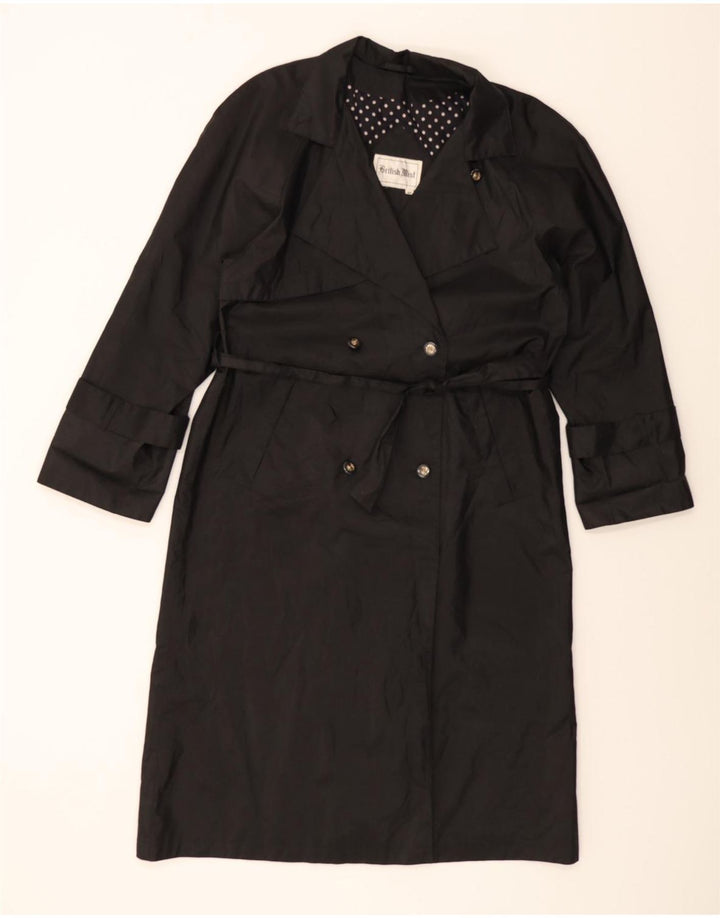 BRITISH MIST Womens Oversized Trench Coat UK 8 Small Black Vintage British Mist and Second-Hand British Mist from Messina Hembry 