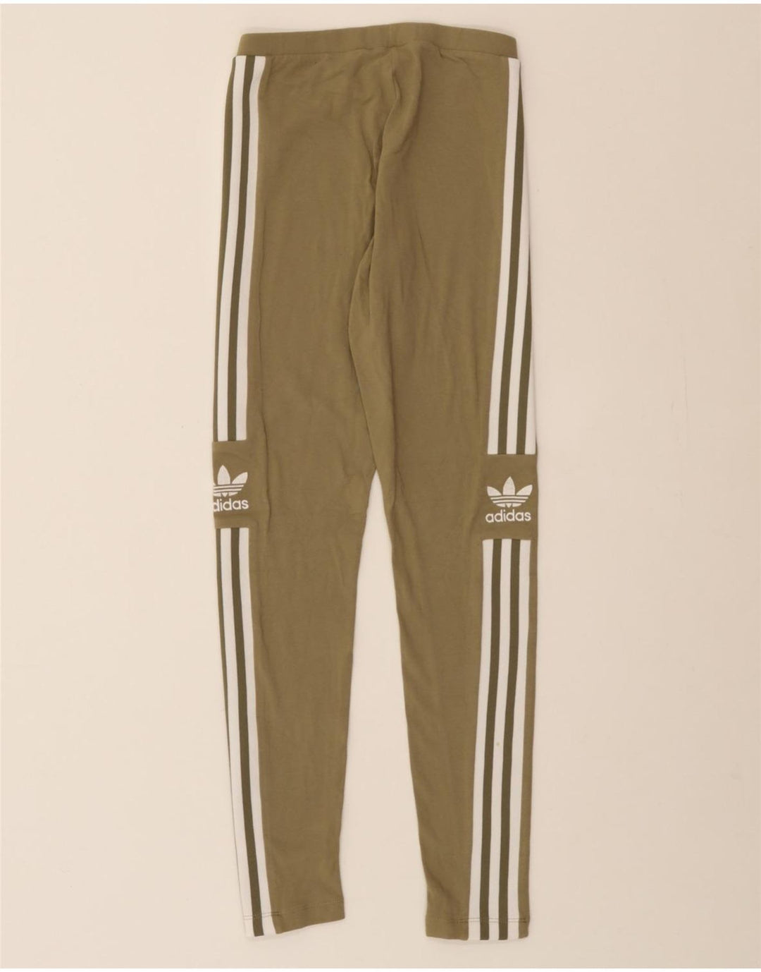 ADIDAS Womens Leggings UK 8 Small Khaki Cotton Vintage Adidas and Second-Hand Adidas from Messina Hembry 