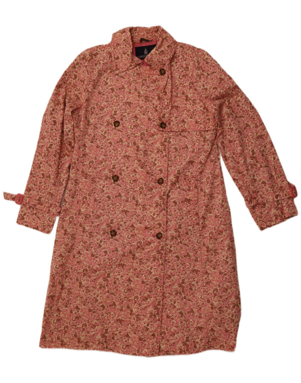 LONDON FOG Damen Trenchcoat UK 16 Große rosa geblümte Baumwolle